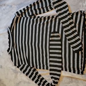 Arizona Jean: Black and White Horizontal Long Sleeve Shirt